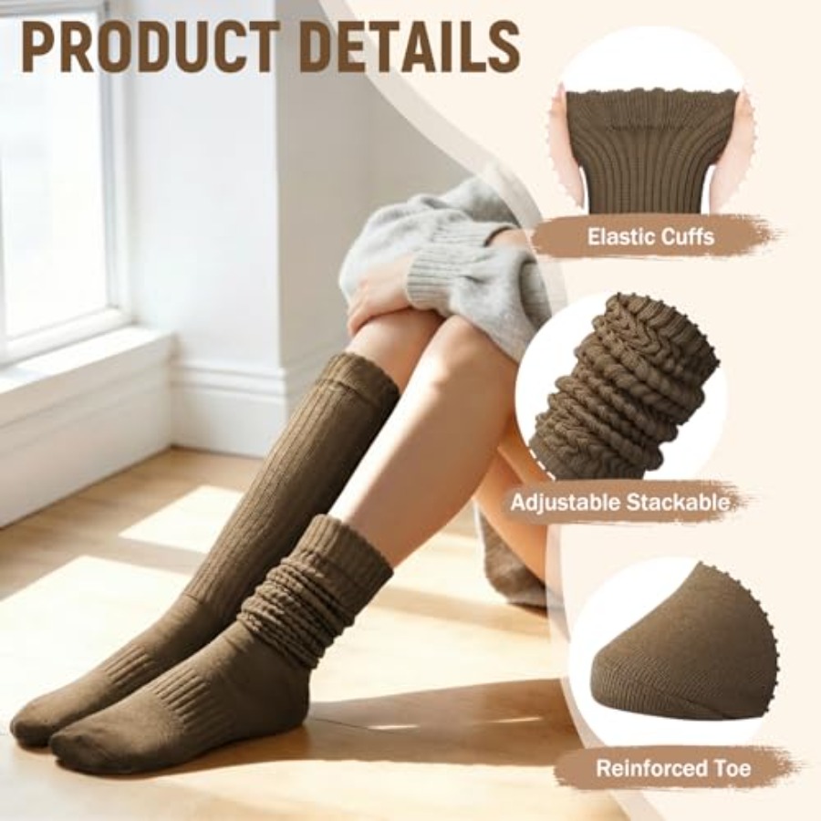 Chalier 5 Pairs Slouchy Socks  - Boot Sock Slouchy review and price