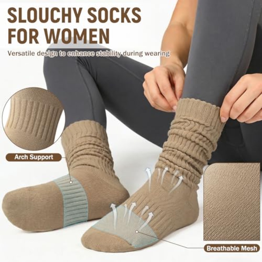Chalier 5 Pairs Slouchy Socks  - Boot Sock Slouchy review and price