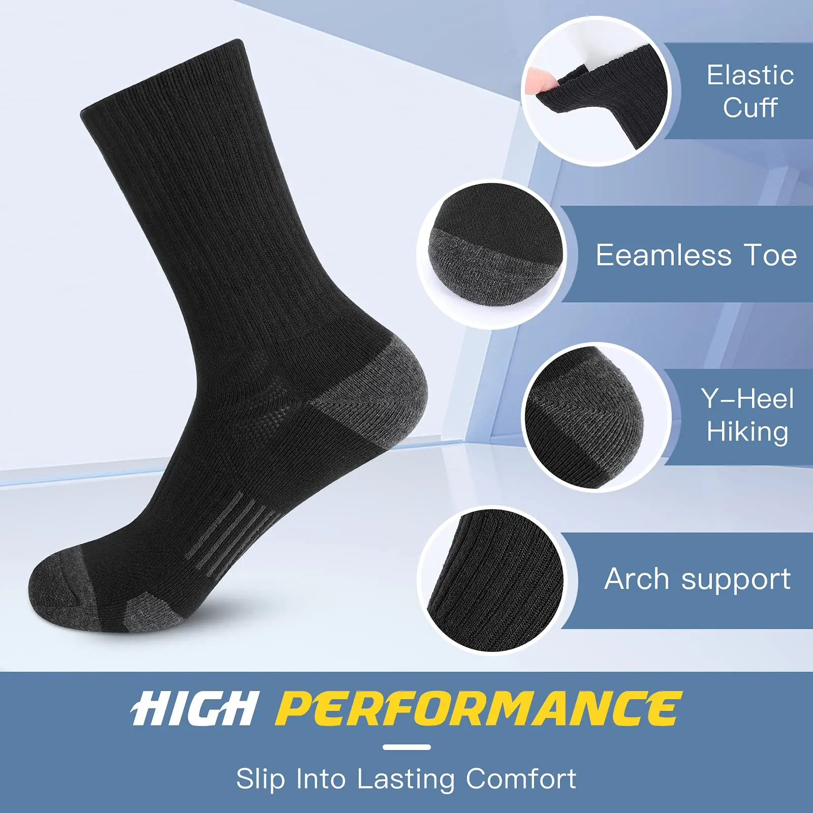 6 Pairs Men's Cushioned Crew S - Cotton Crew Sock Pack review and price