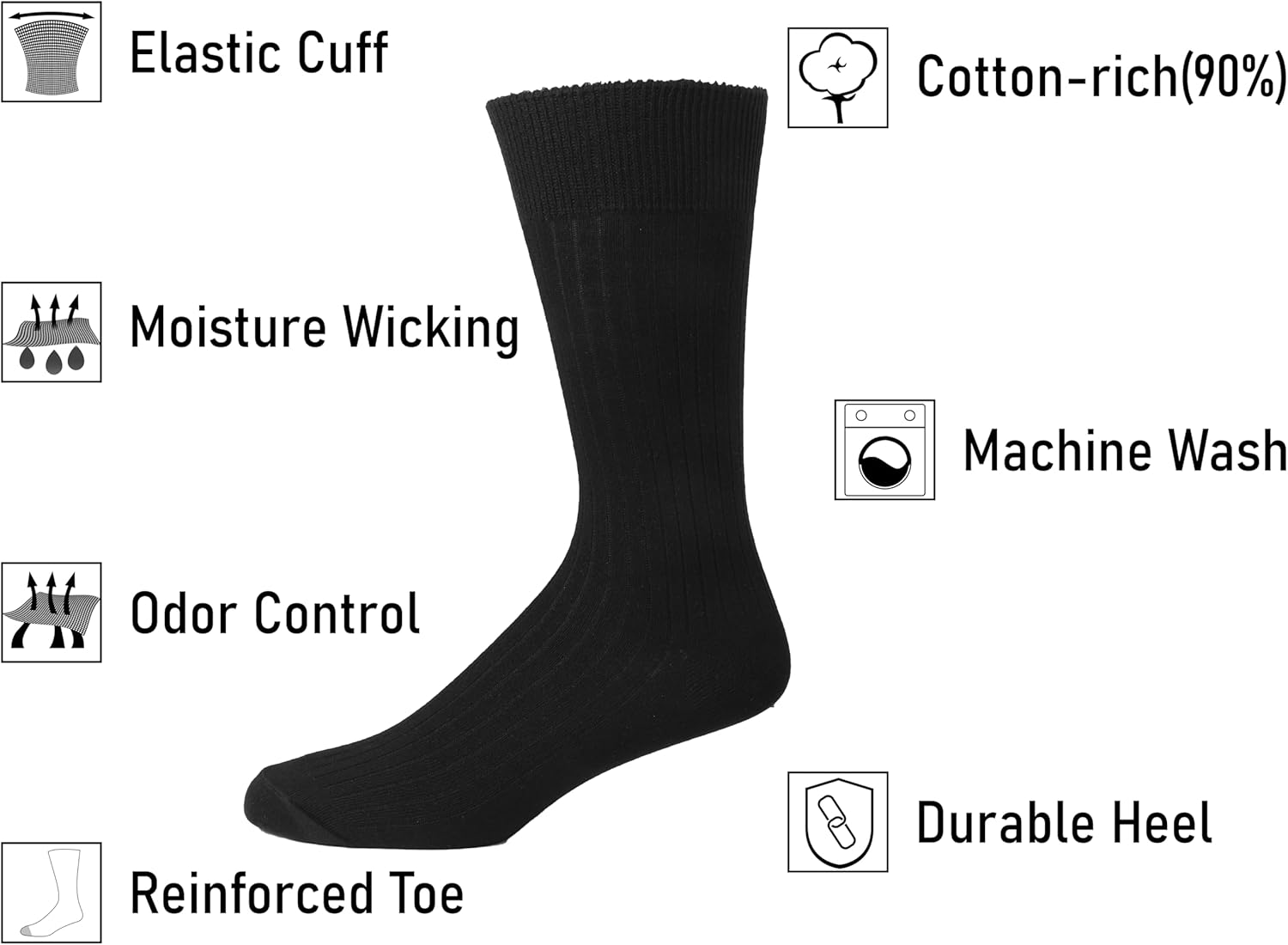 Men Dress Socks 5-Pack Plain R - Cotton Crew Sock Pack review and price